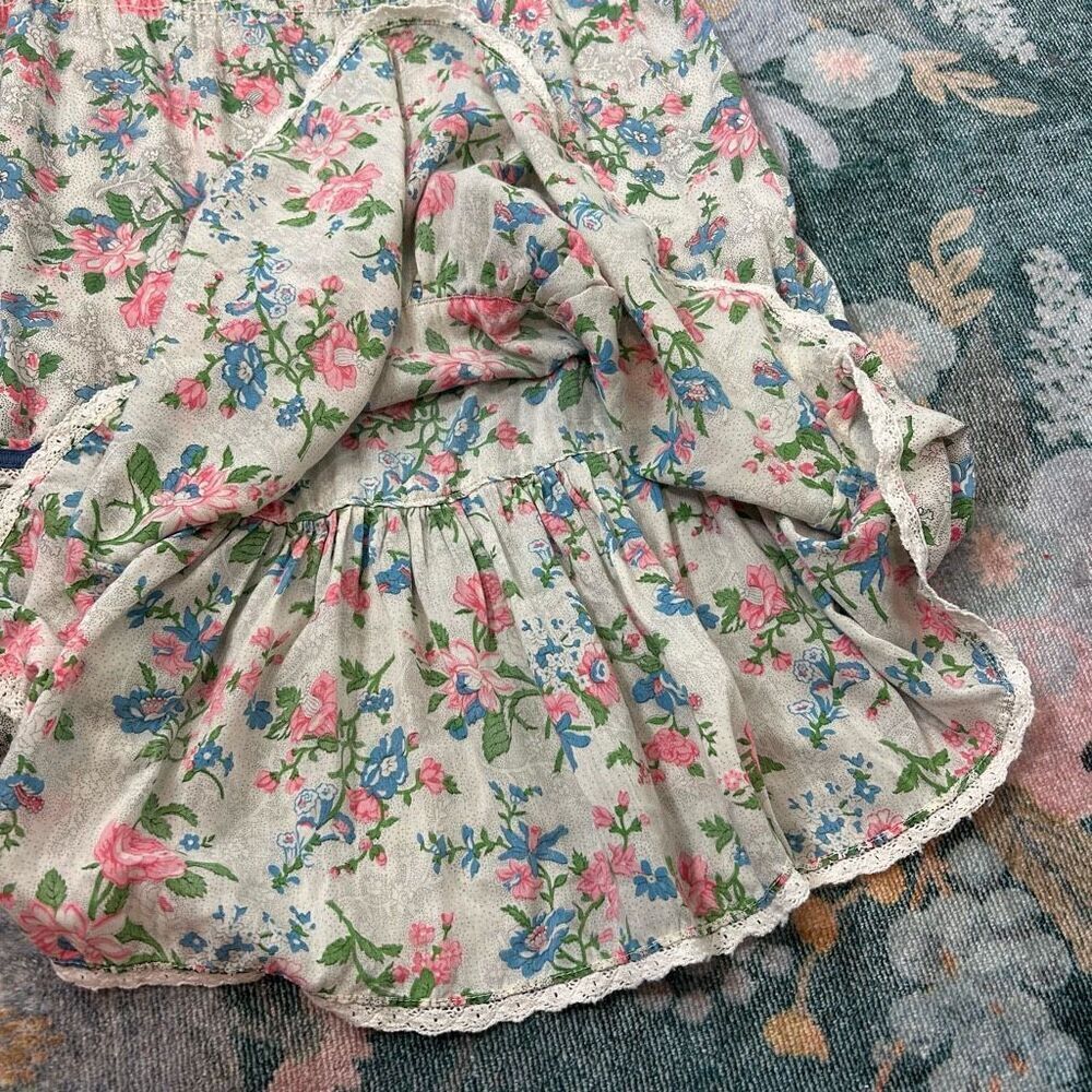 Vintage Youngland Dress Mini Square neck dainty Floral Short Sleeve Feminine M - Picture 9 of 16